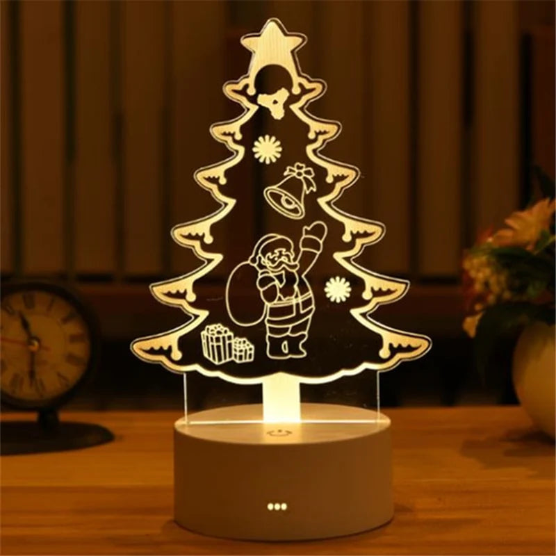 3D Lamp Acrylic LED Night Lights Christmas Party Decoration Night Light for Home Bedroom Decor New Year Wedding Neon Lamp USB