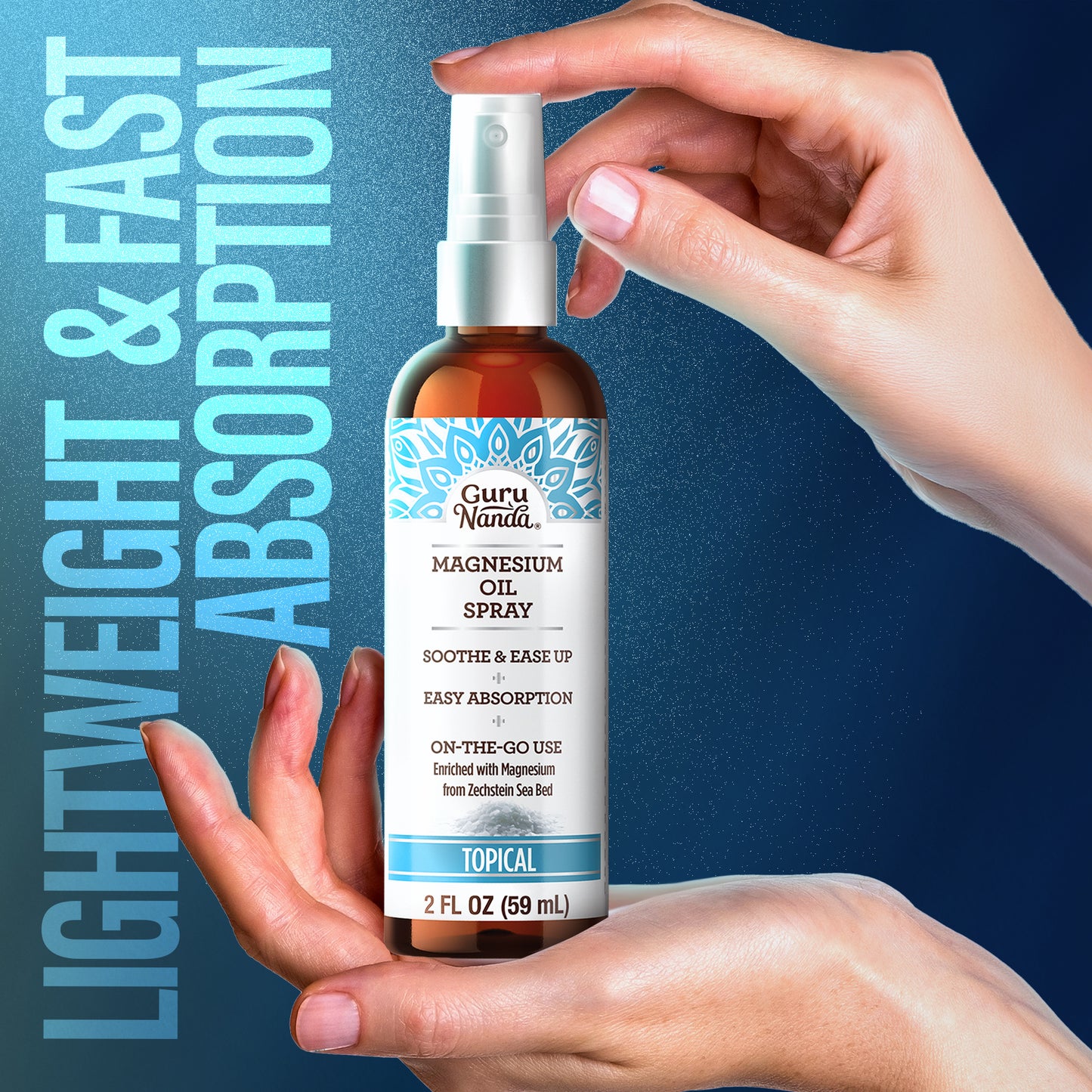 Magnesium Oil Spray for Muscle Relief & Soothing Aches - Quick Absorbing- 2Oz