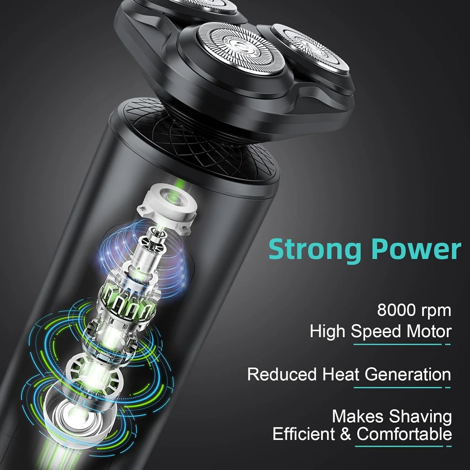 Electric Shaver for Men, 2 in 1 Cordless Rechargeable Electric Razor with Beard Trimmer, IPX7 Waterproof, Black