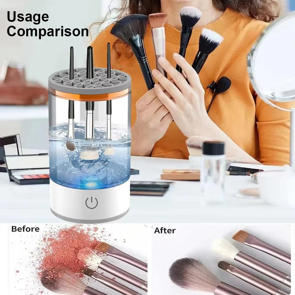 USB Electric Makeup Brush Cleaner – 3-in-1 Portable Washer, Dryer & Drying Rack for Quick, Effortless Brush Cleaning