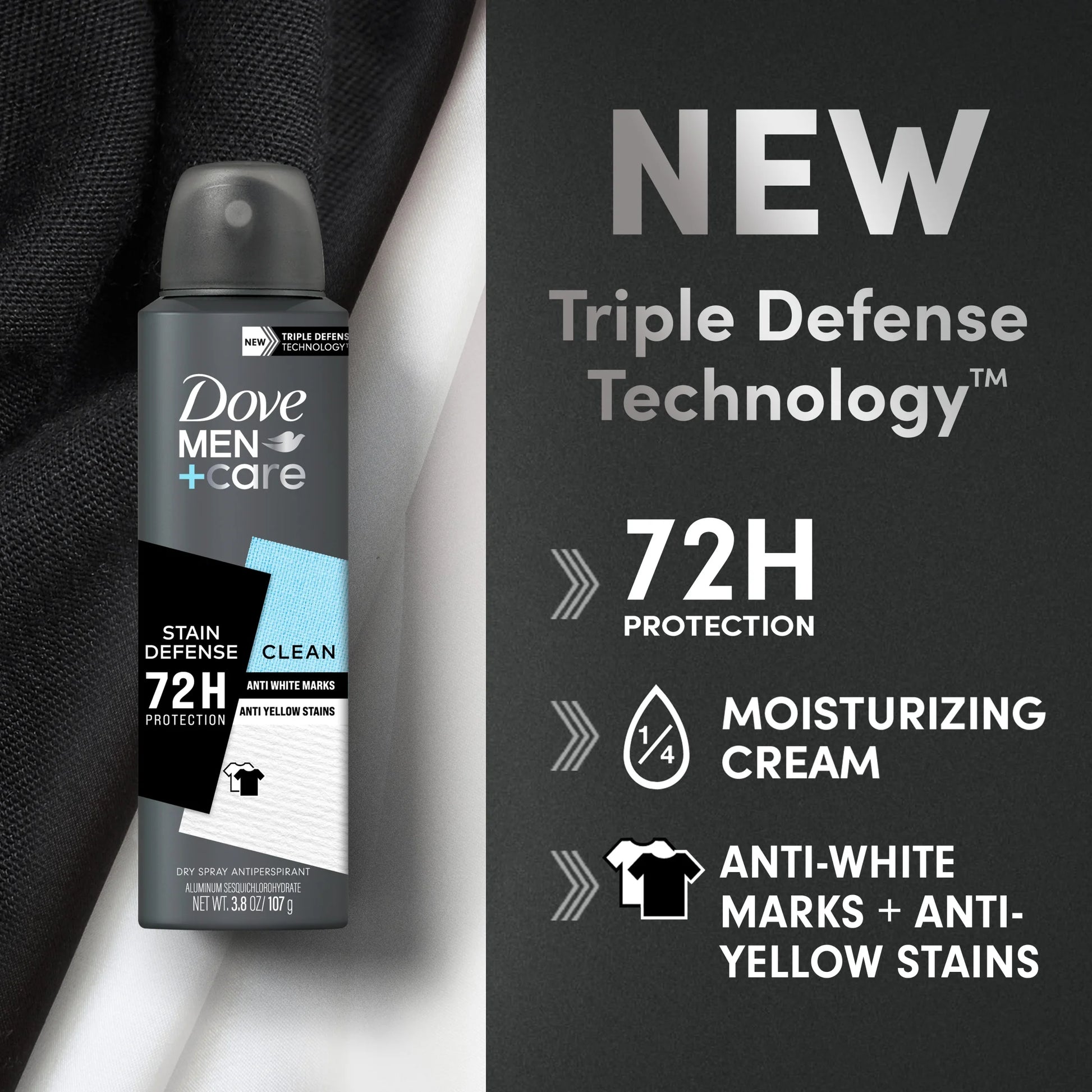 Stain Defense Long Lasting Antiperspirant Deodorant Dry Spray, Clean, 3.8 Oz